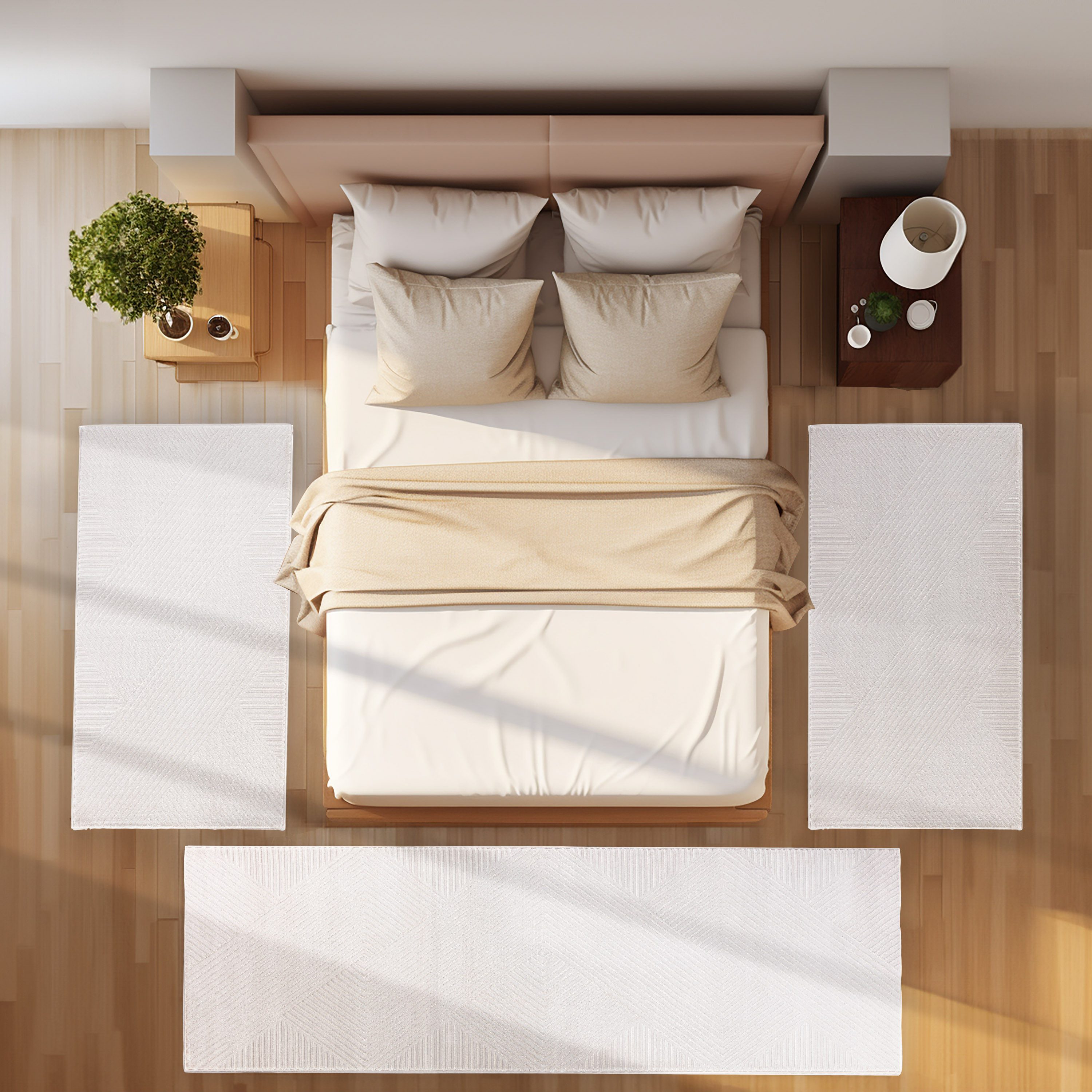 SIMPEX24 Kurzflor-Bettumrandung Skandinavisches Boho Muster, Höhe günstig online kaufen