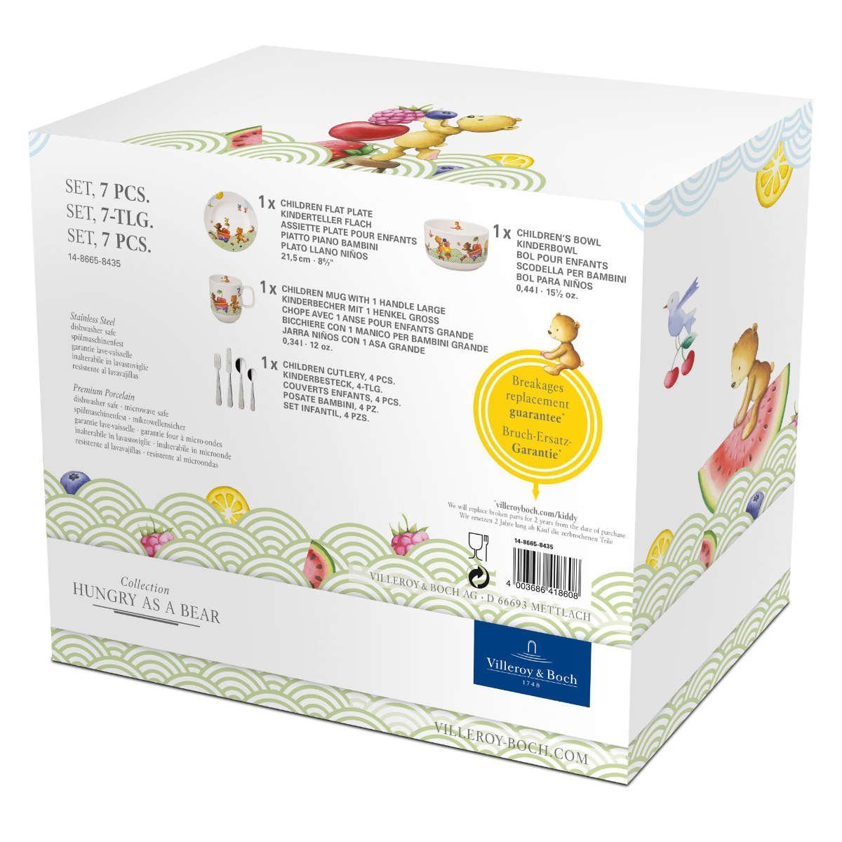 Villeroy & Boch Kindergeschirr-Set Hungry as a Bear, Porzellan, rostfreier Edelstahl 18/10, 7-tlg. – Bild 3 von 5