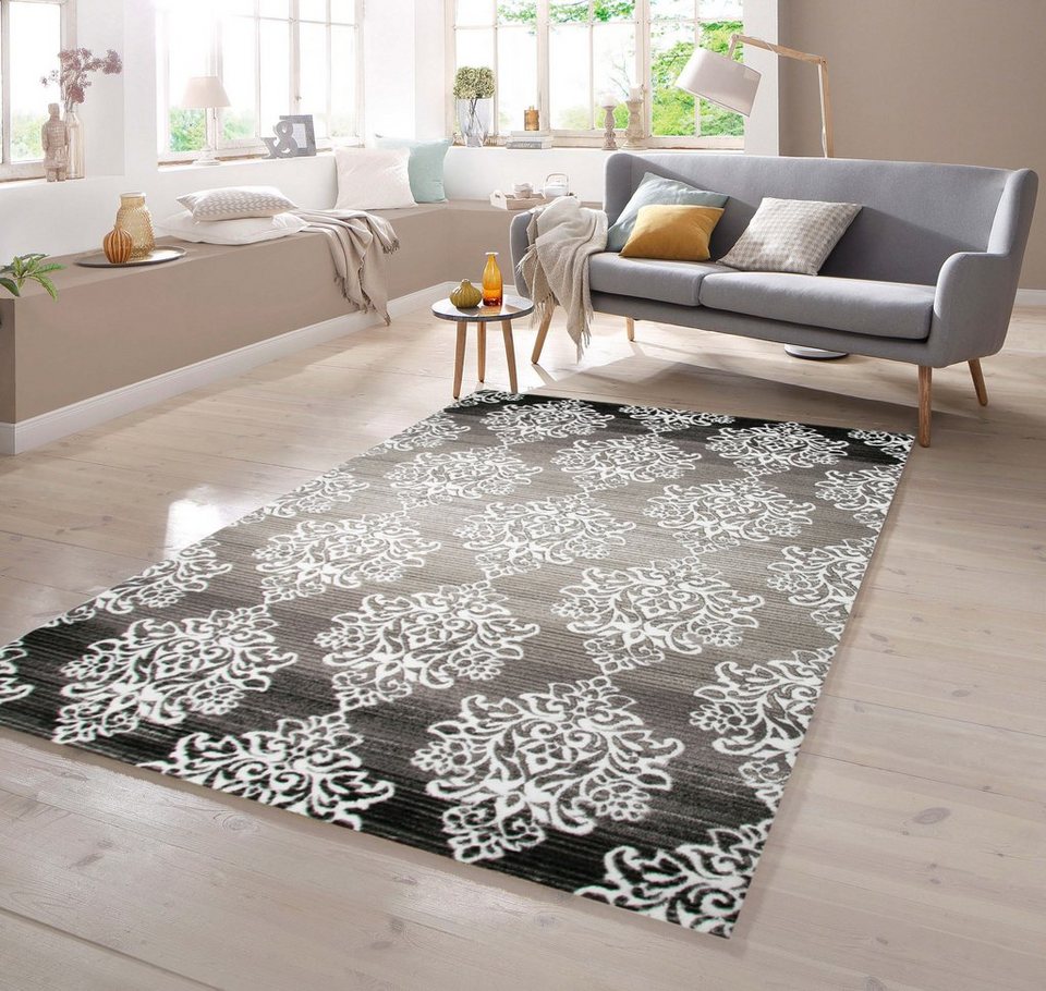 Teppich Moderner Teppich mit Ornamente Meliert in Grau Creme Anthrazit,  TeppichHome24, rechteckig