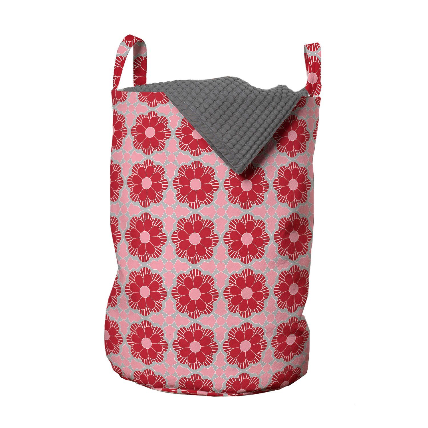 Abakuhaus Wäschesäckchen Wäschekorb mit Griffen Kordelzugverschluss für Waschsalons, Blumen Rhythmische Abstract Floral