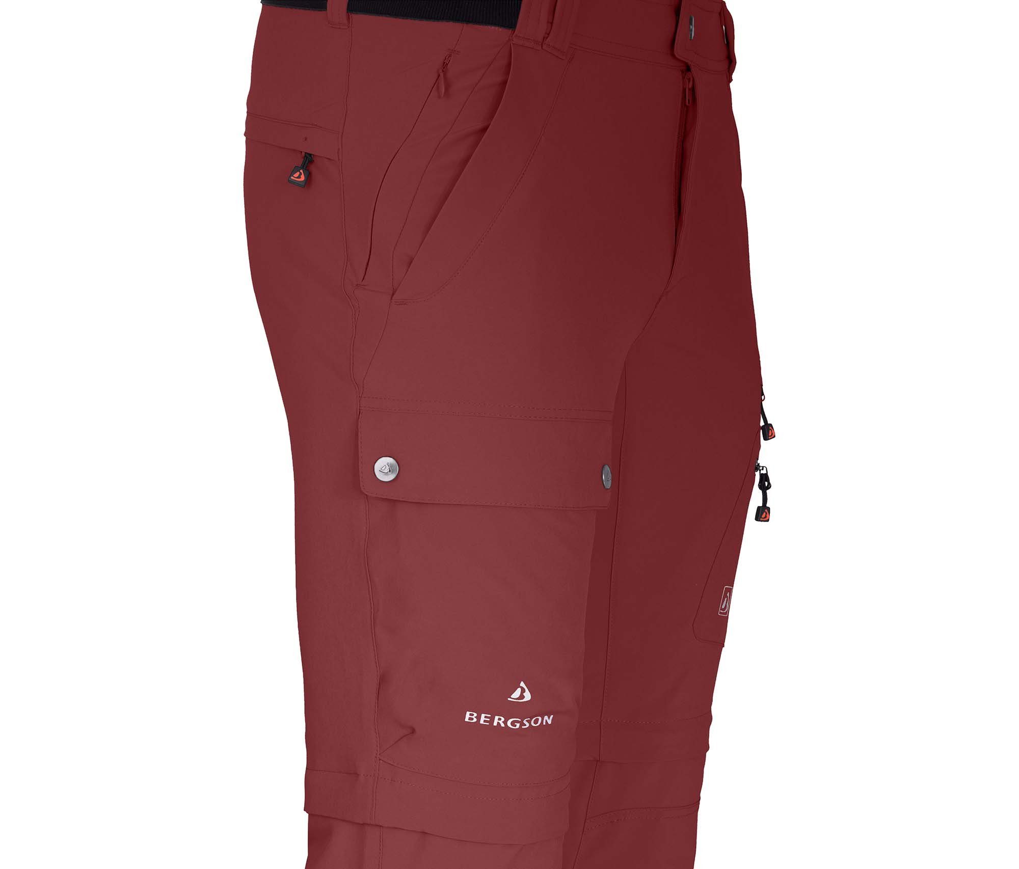 Bermuda Zip-off-Hose Normalgrößen, Herren Bergson recycelt, Wanderhose, Zipp-Off FROSLEV 8 Taschen, elastisch, rot braun