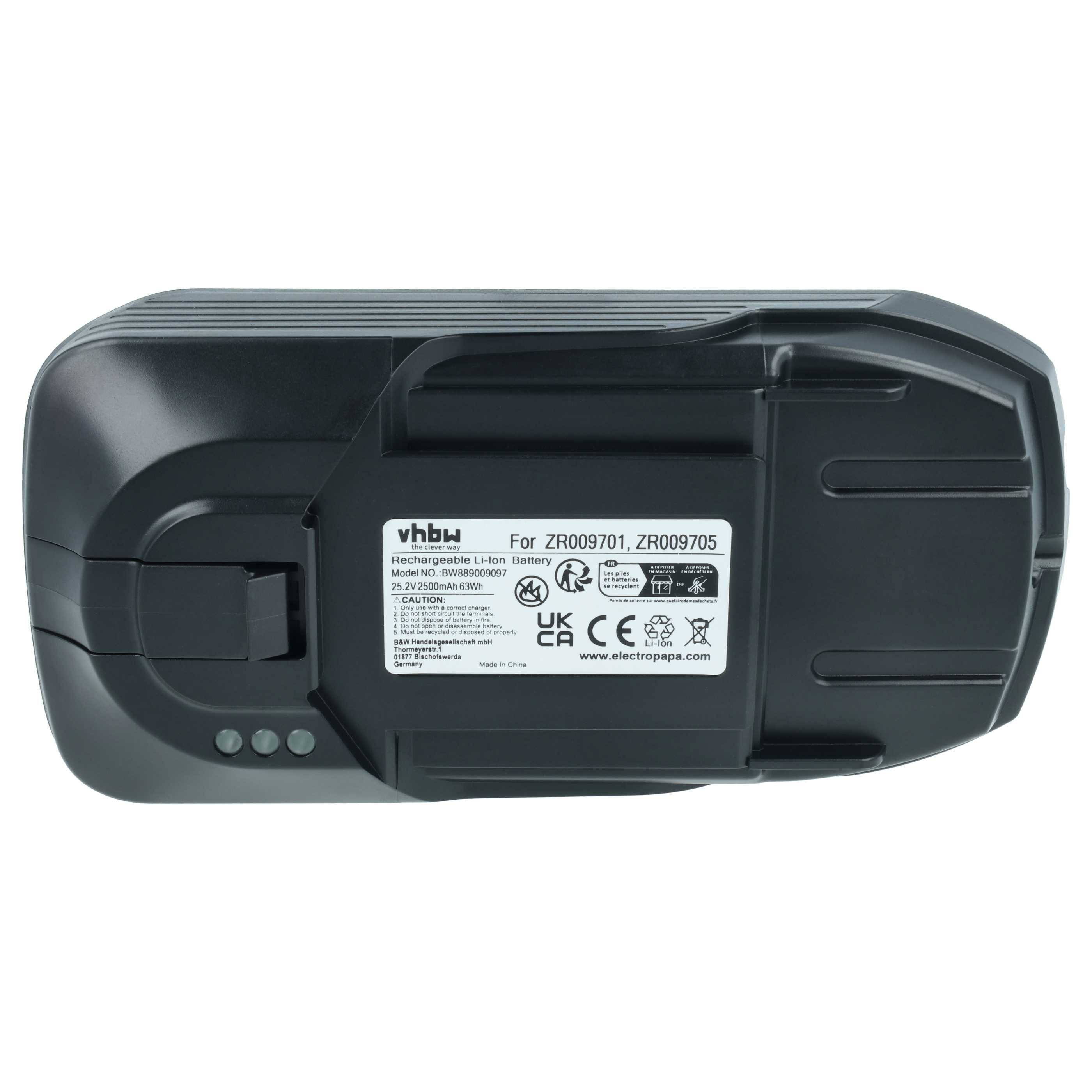 vhbw passend für Rowenta X-FORCE FLEX 11.60, X-FORCE FLEX 12.60, X-FORCE 11 Staubsauger-Akku Akku Li-Ion 2500 mAh (25,2 V, 1 St), Leistungsfähiger Austausch-Akk – Bild 3 von 5