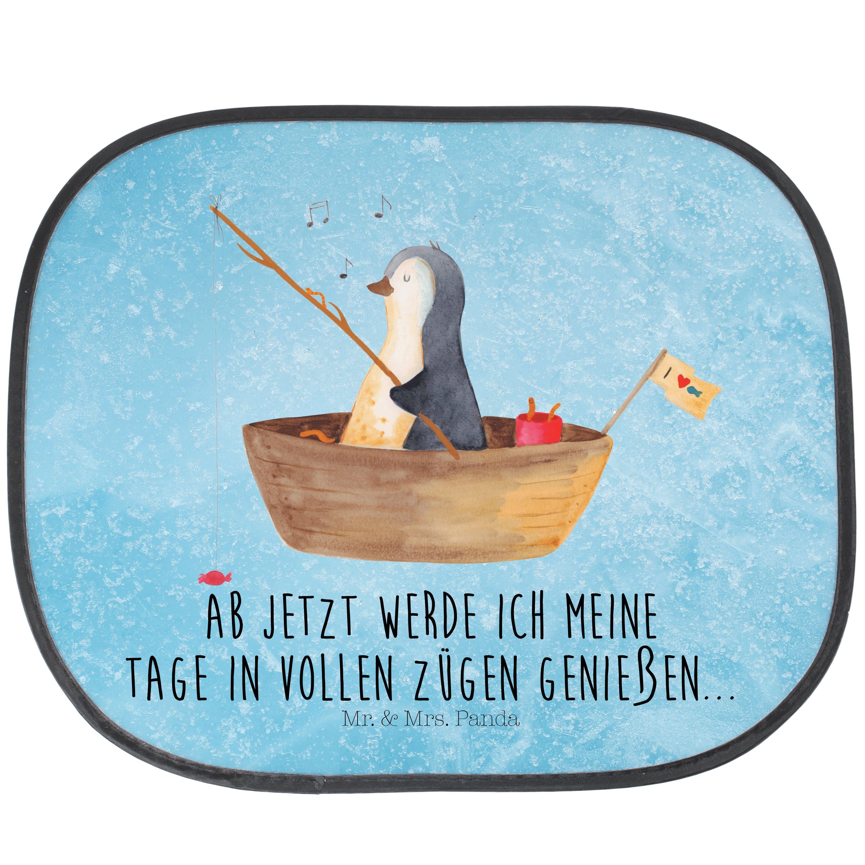 Pinguin Mr. Eisblau Panda, Geschenk, & Angelboot - Motivation, Seidenmatt - Mrs. Scheid, Sonnenschutz verträumt,