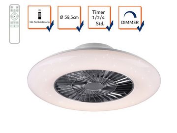 meineWunschleuchte LED Deckenleuchte, Dimmfunktion, Nachtlichtfunktion, LED fest integriert, Lichtfarbe einstellbar, Decken-ventilator-en mit Licht, Deckenlüfter Sternenhimmel groß, Ø59cm