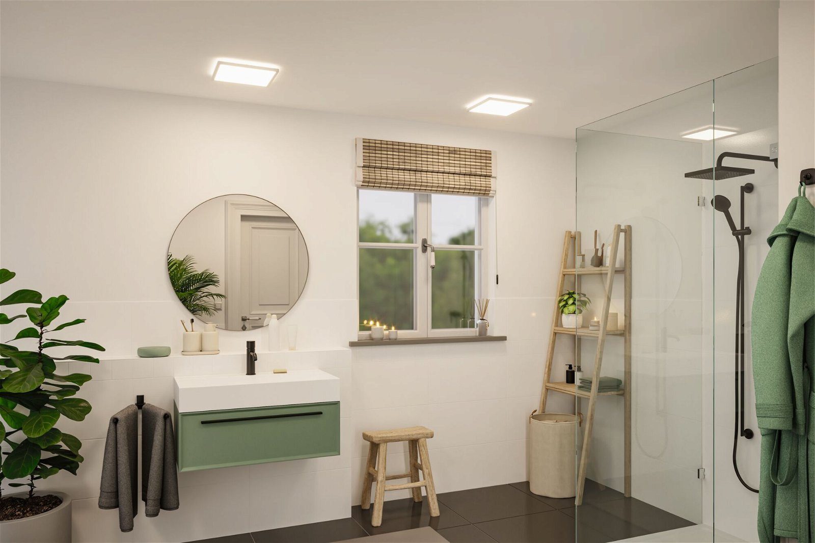 Paulmann LED Panel Atria Shine 4000K IP44 eckig, LED fest integriert, Neutralweiß, Backlight