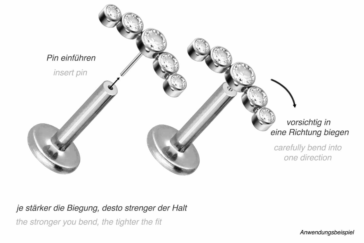 PIERCINGLINE Piercing-Set Titan Labret mit Push günstig online kaufen