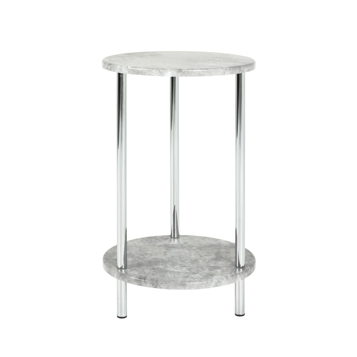 Beistelltisch Beistelltisch betonoptik chrom-Sofatisch Metall, MDF-H 50 x Ø 30 cm