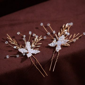 GLAMO Diadem Brautkopfschmuck, Perlenhaarkamm Hochzeit Brautjungfer Kopfschmuck