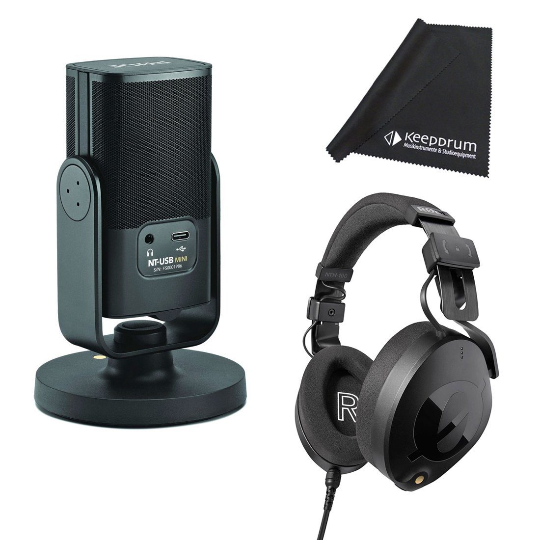 RØDE Mikrofon Rode NT-USB Mini mit NTH-100 Kopfhörer mit Tuch
