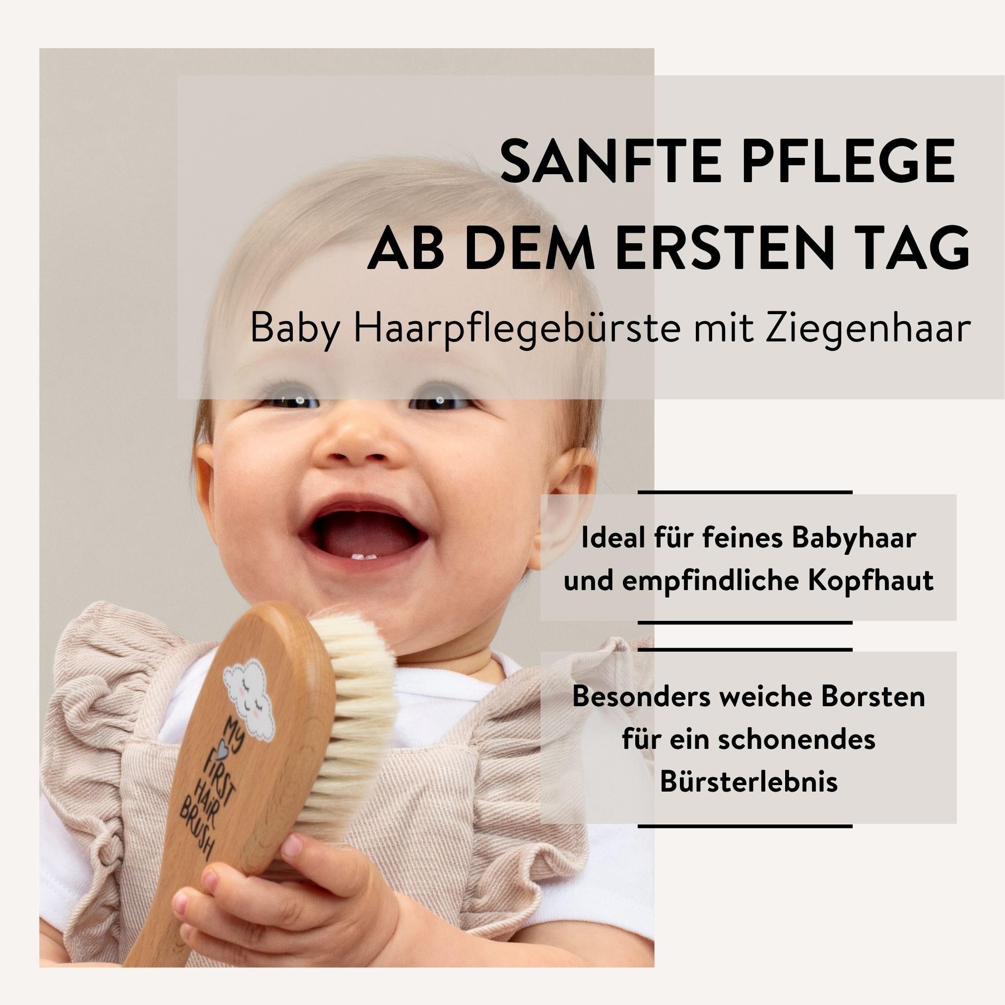 PARSA Beauty Haarbürste PARSA Beauty BABY Haarpflegebürste – Ziegenhaar & Holz