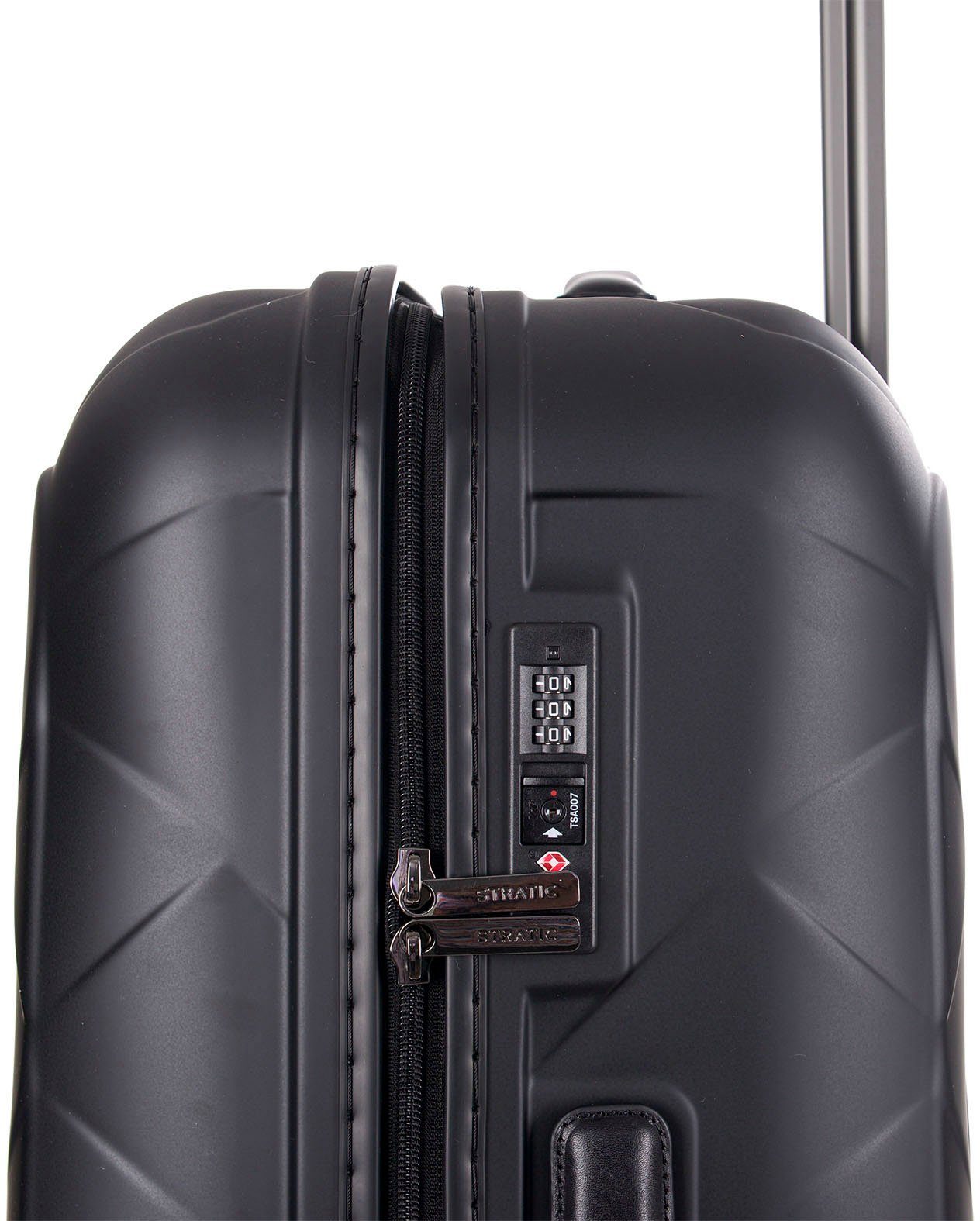 Stratic Hartschalen-Trolley Leather&More matt Rollen, black, NFC-Chip L, mit 4