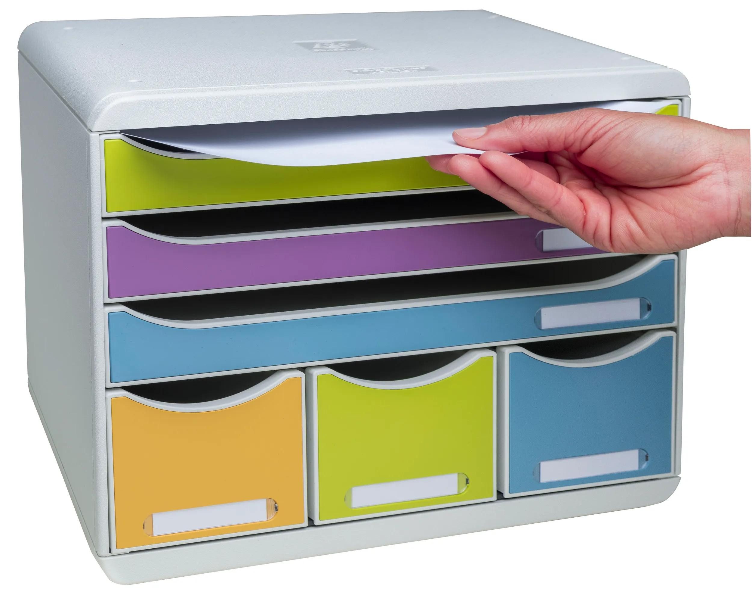 EXACOMPTA Aufbewahrungsbox Schubladenbox STOREBOX, 6 Schubladen, Pop N'Co Farben sortiert 306909D, Boxen stappelbar