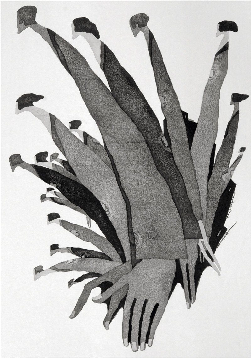 Schwarz-weißer St), Hintergrund L.Ru Wohnzimmer UG Kunstdruck Malerei (2 Bildkern Wanddekoration Strichzeichnungscharakter, abstrakter Malereikern,