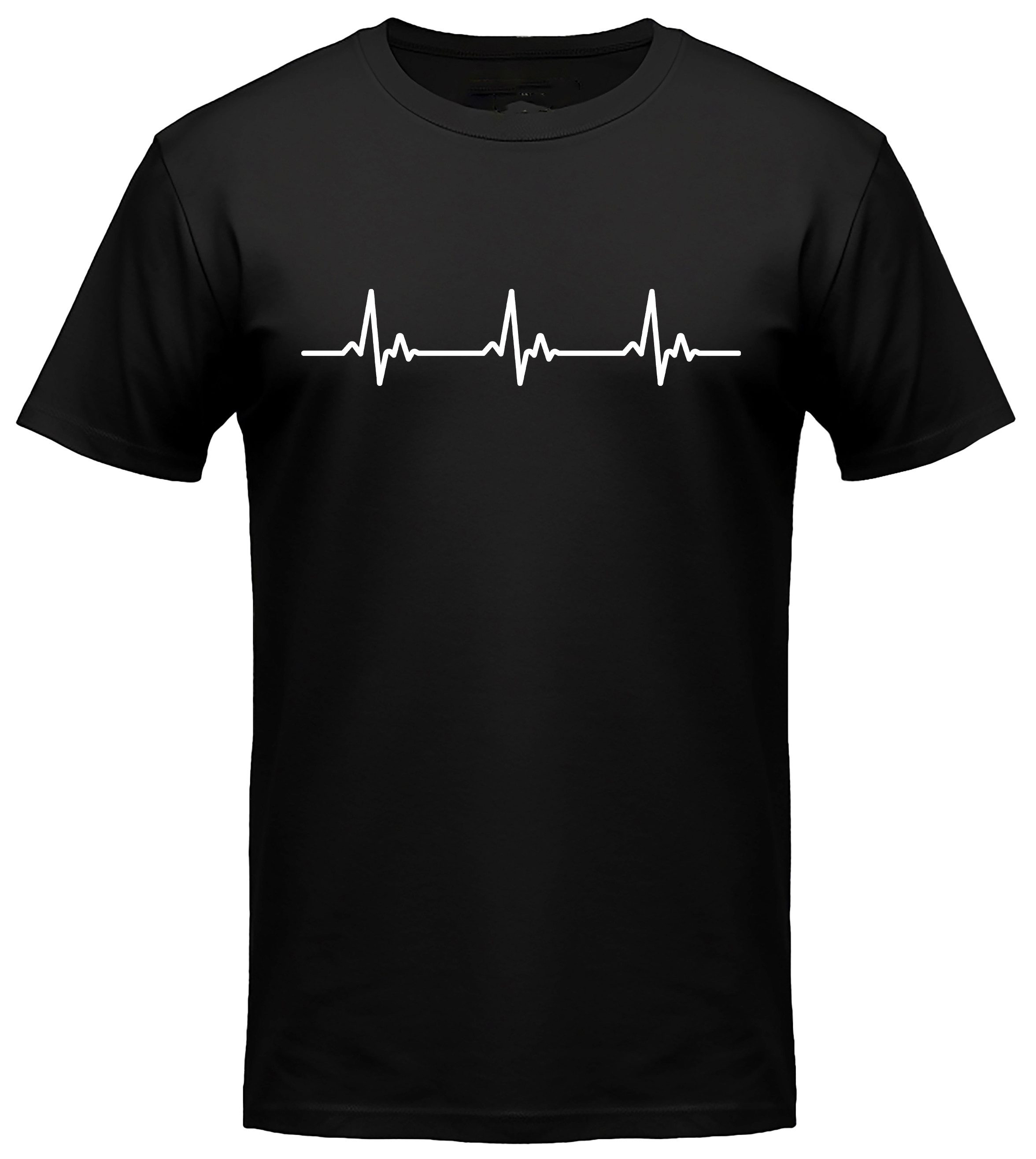 MyDesign24 T-Shirt Herschlaglinie print Shirt EKG-Linie T-Shirt schwarz kurzarm Regular Fit i578