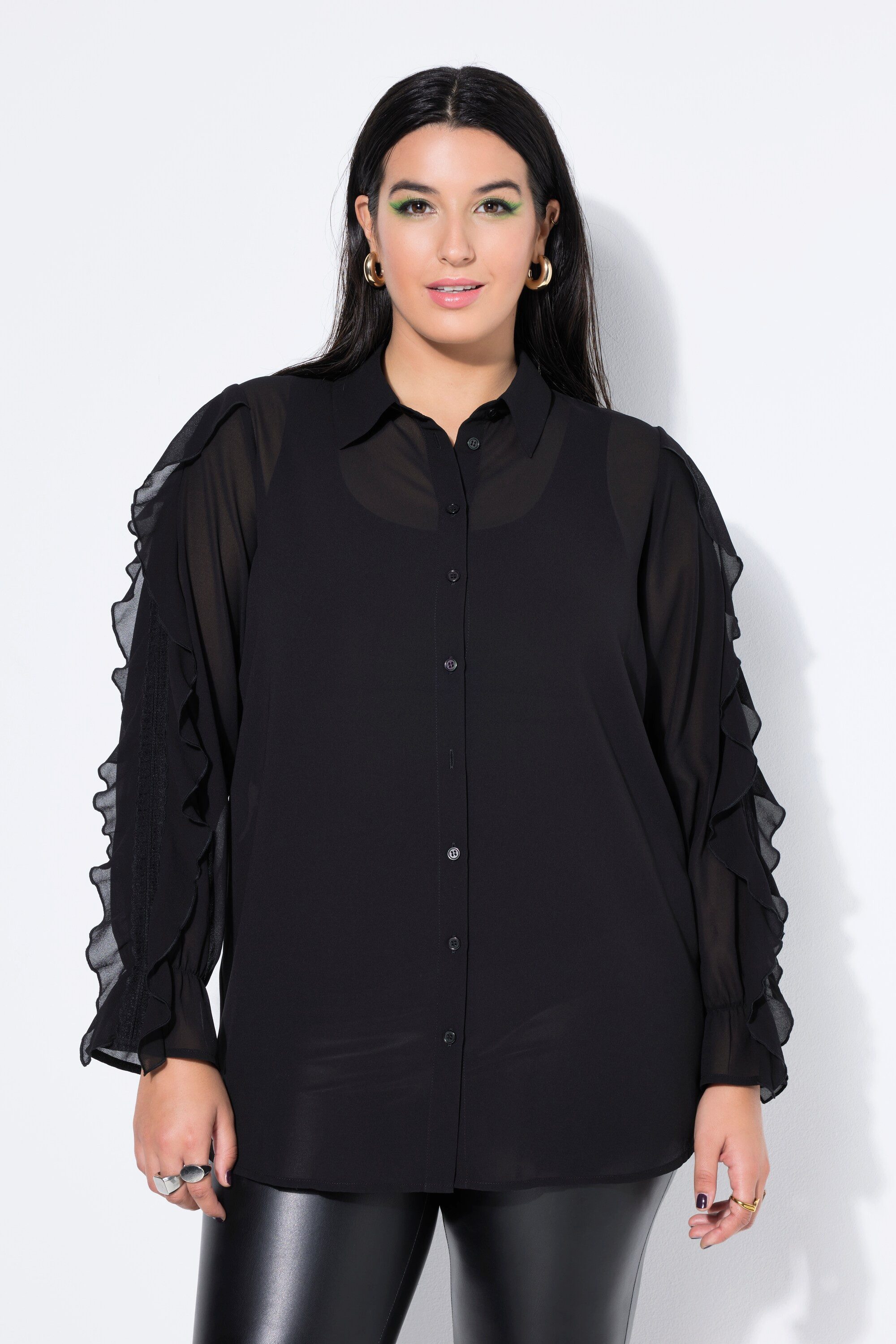 Studio Untold Hemdbluse Chiffon-Bluse oversized transparent Volants