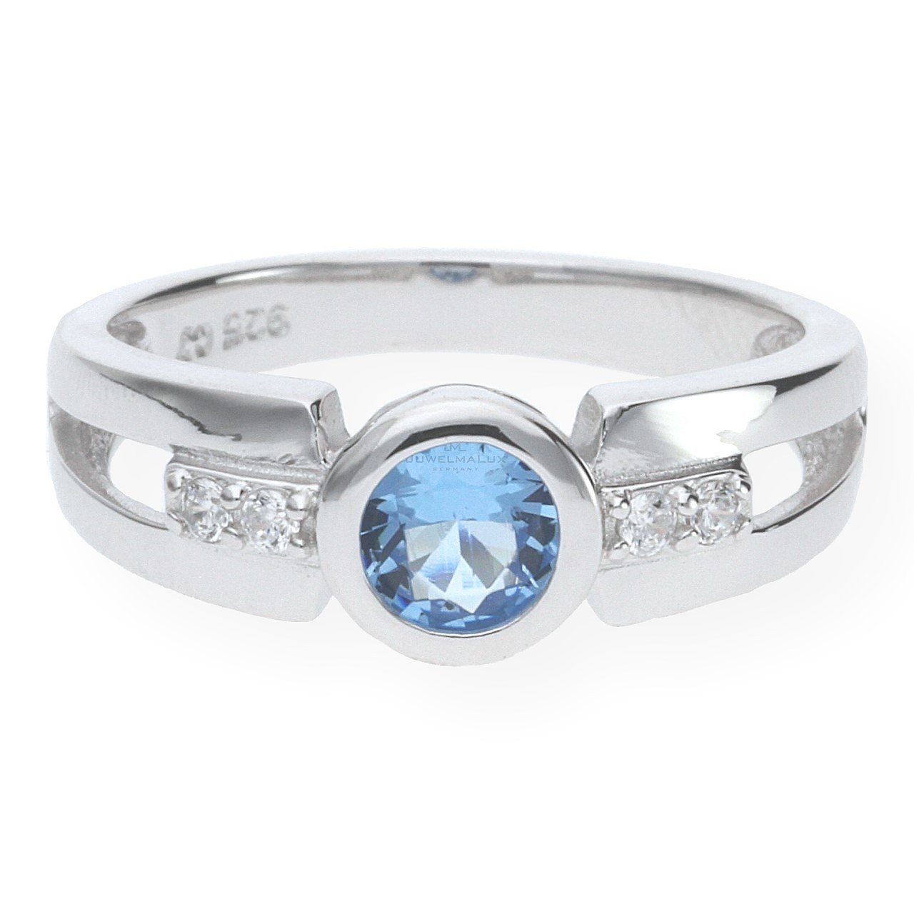 Fingerring JuwelmaLux Ring 925er Silber synth. Zirkonia blau JL10-07-0948