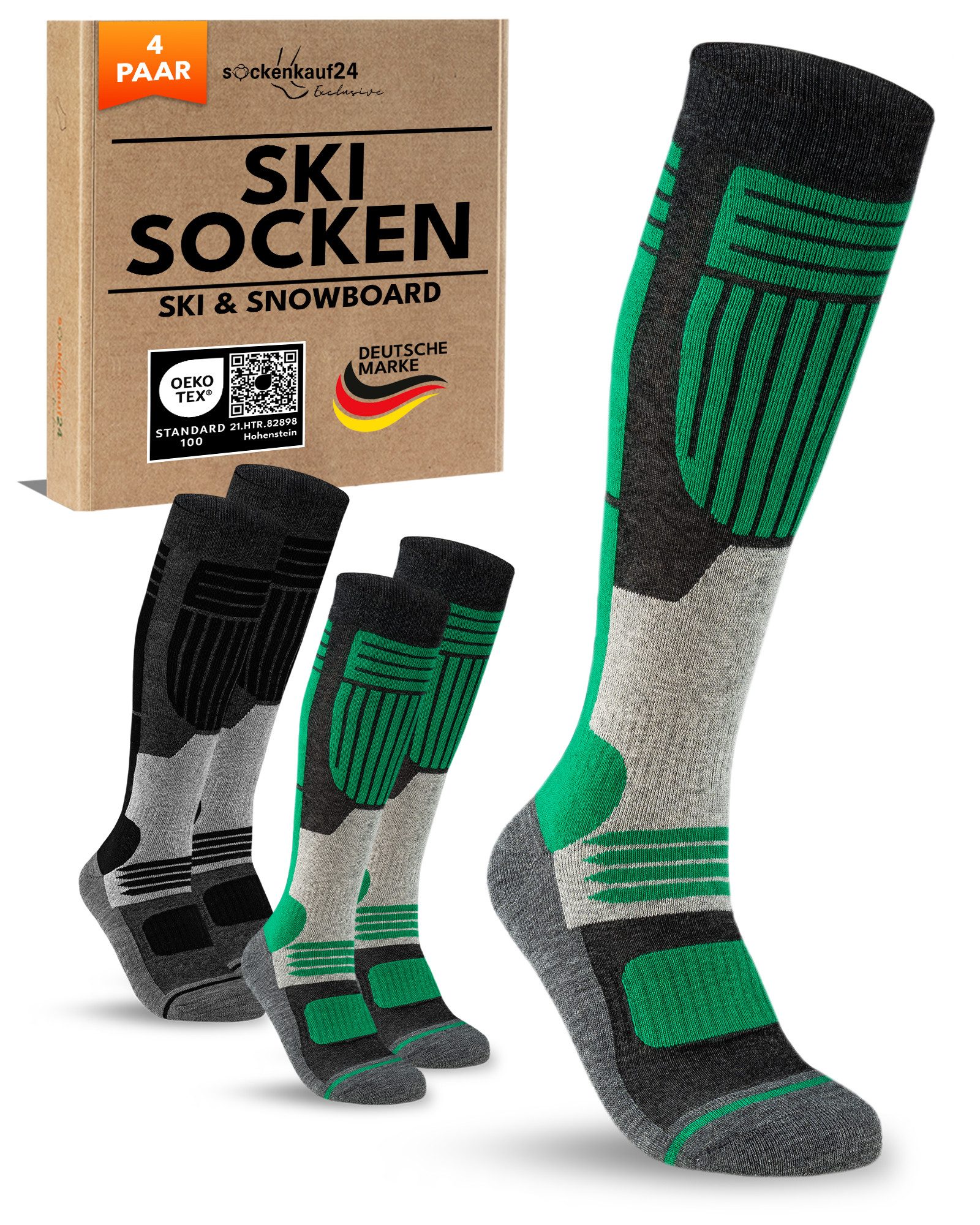 sockenkauf24 Skisocken Merino Herren 2 Paar Ski Kniestrümpfe Merinowolle (4 günstig online kaufen