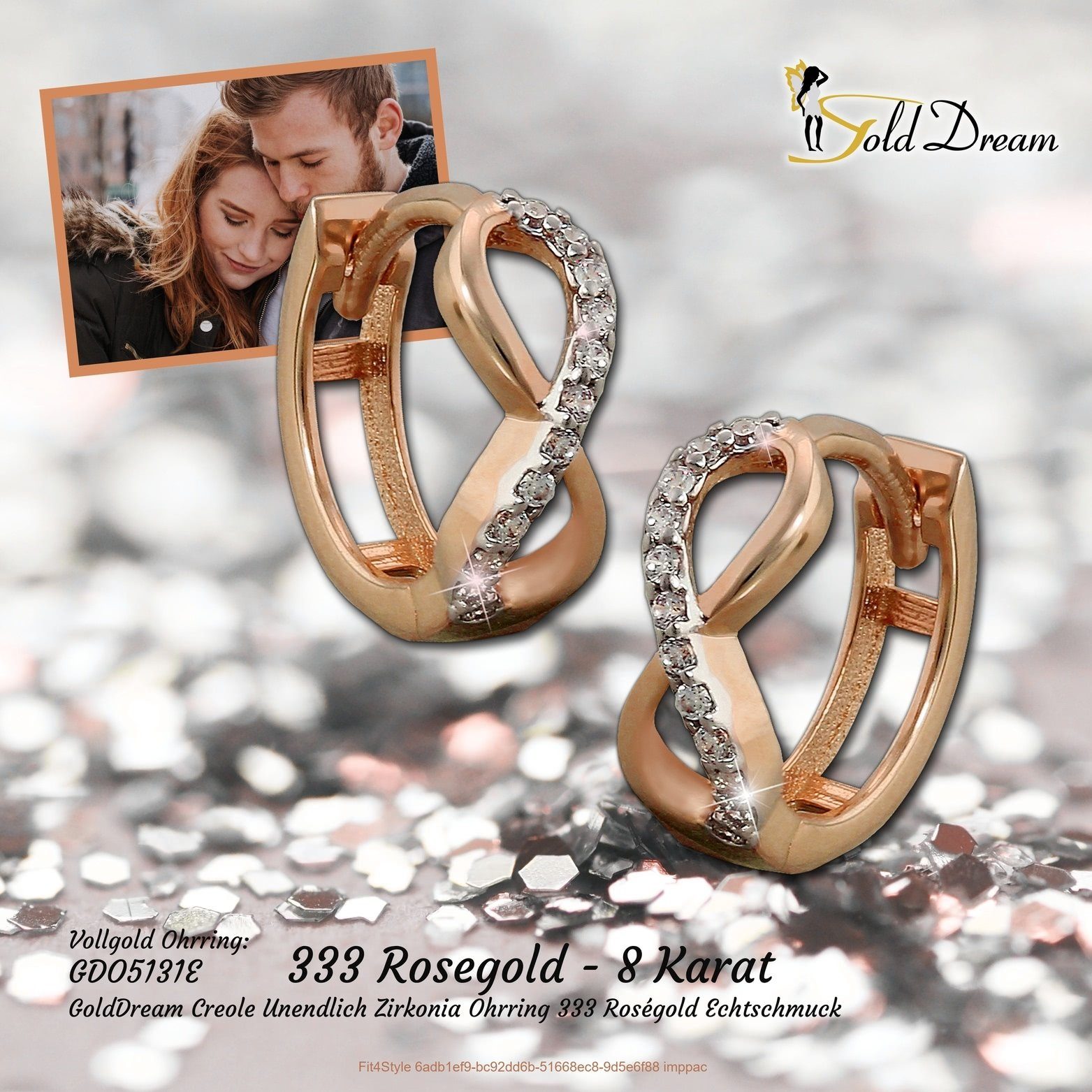 GoldDream Paar Creolen GoldDream Creole Unendlich Zirkonia 8K (Creole), Dam günstig online kaufen
