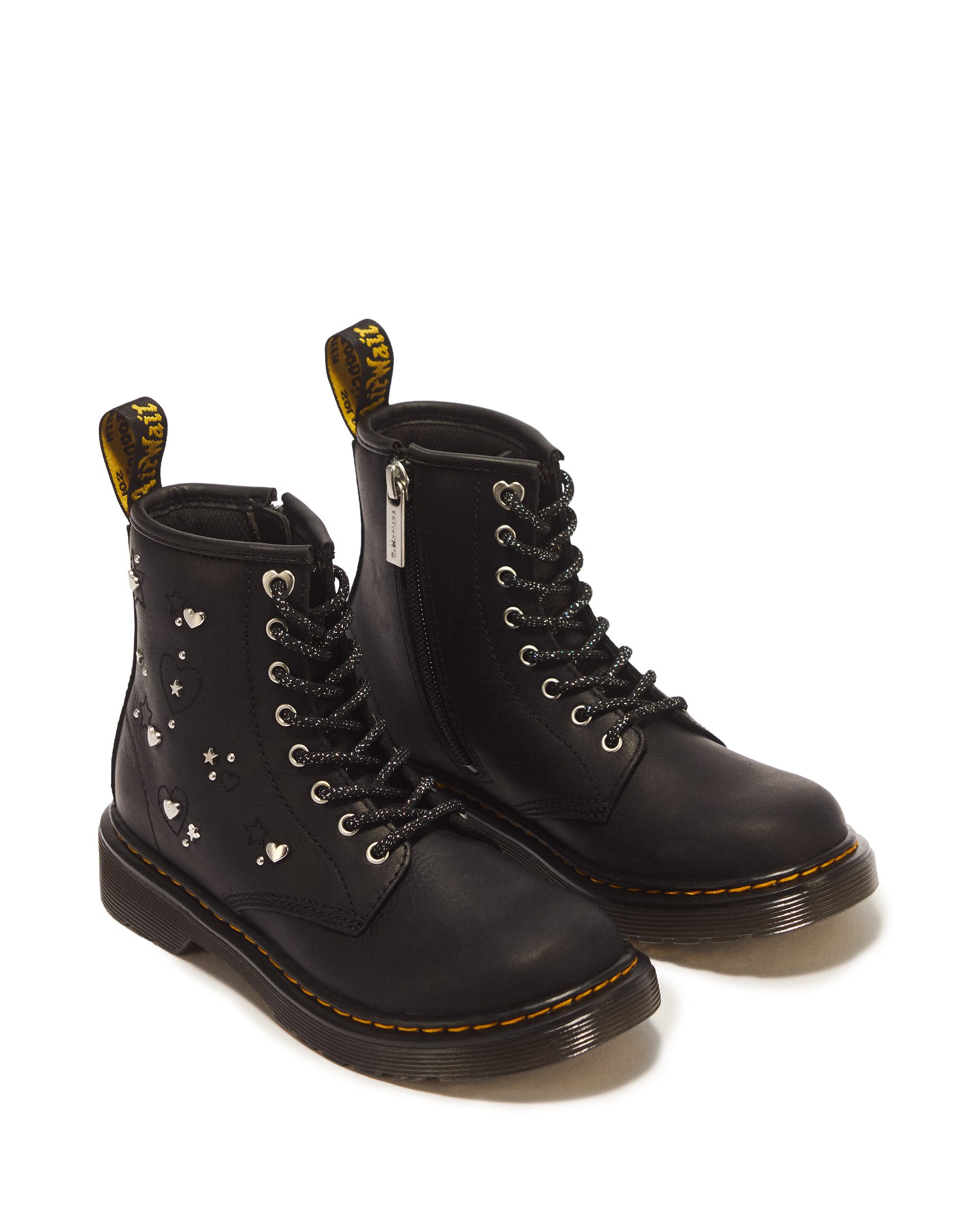 DR. MARTENS 1460 Hs J Black Wyoming Schnürboots Schnürstiefelette mit herzförmigen Nieten