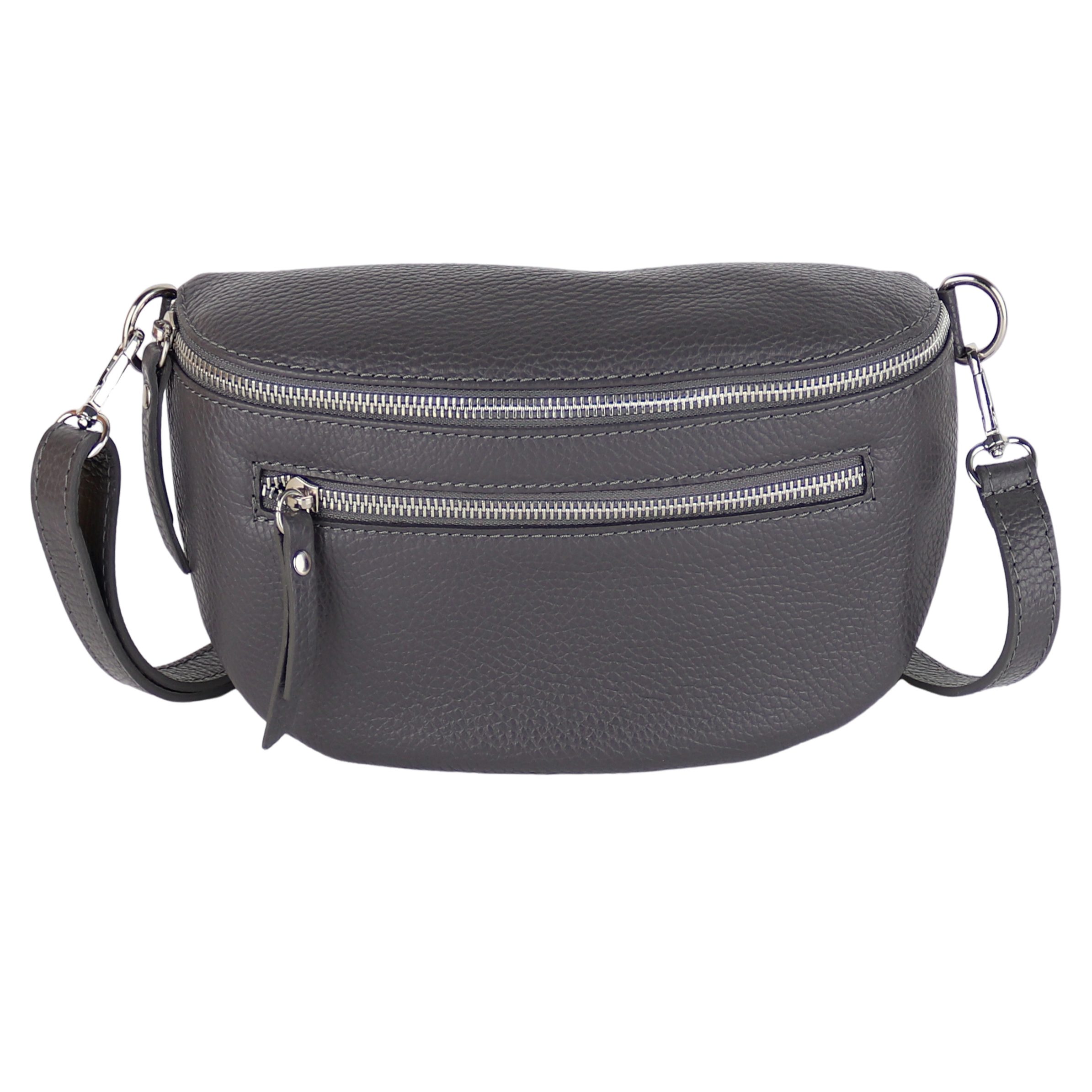 MIRROSI Bauchtasche Damen, Echtleder, Leder, Made in Italy, Umhängetasche, Brusttasche, (Schultertasche für jeden Anlass (1 Tasche & 1 Gurt), Mit zwei Reißverschlüssen), Crossbody Bag, verstellbaren Schulterriemen, Zwei Größen zur Auswahl