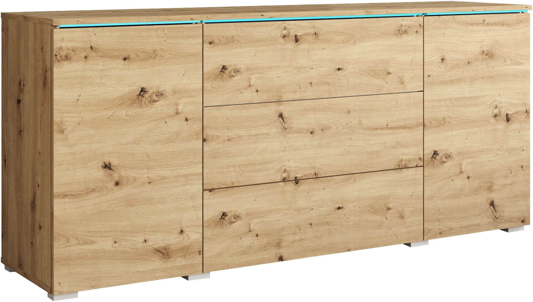 Home affaire Sideboard VERA, grifflos, verstellbare Einlegeböden, Wahlweise mit oder ohne Beleuchtung