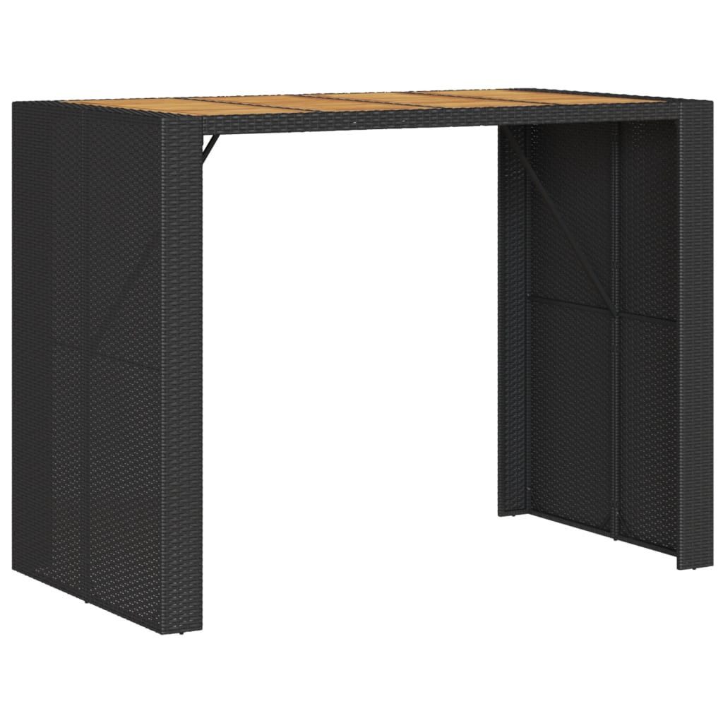 Gartentisch Garten-Bartisch mit Holzplatte Schwarz 145x80x110 cm Polyrattan