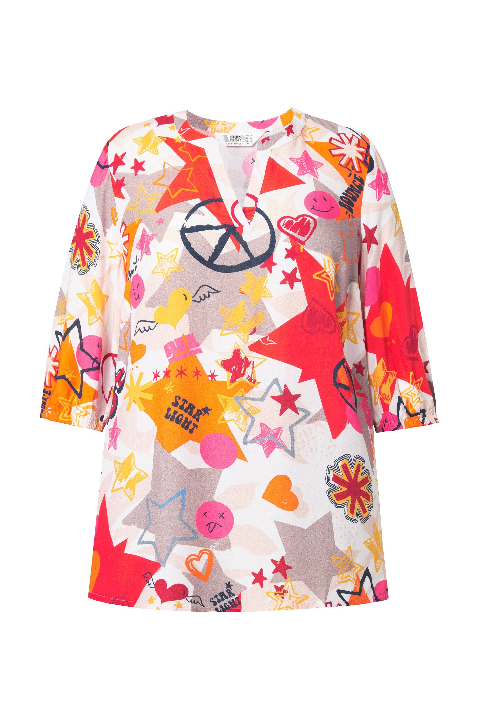 Angel of Style Tunika Bluse Smiley-Patchmuster 3/4-Ärmel günstig online kaufen