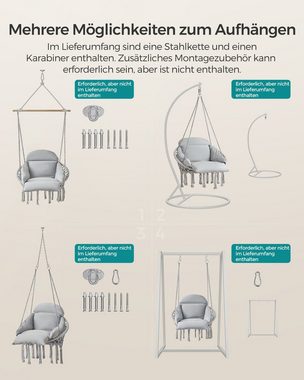 SONGMICS Hängesessel, Hängestuhl, Hängeschaukel, bis 120 kg belastbar