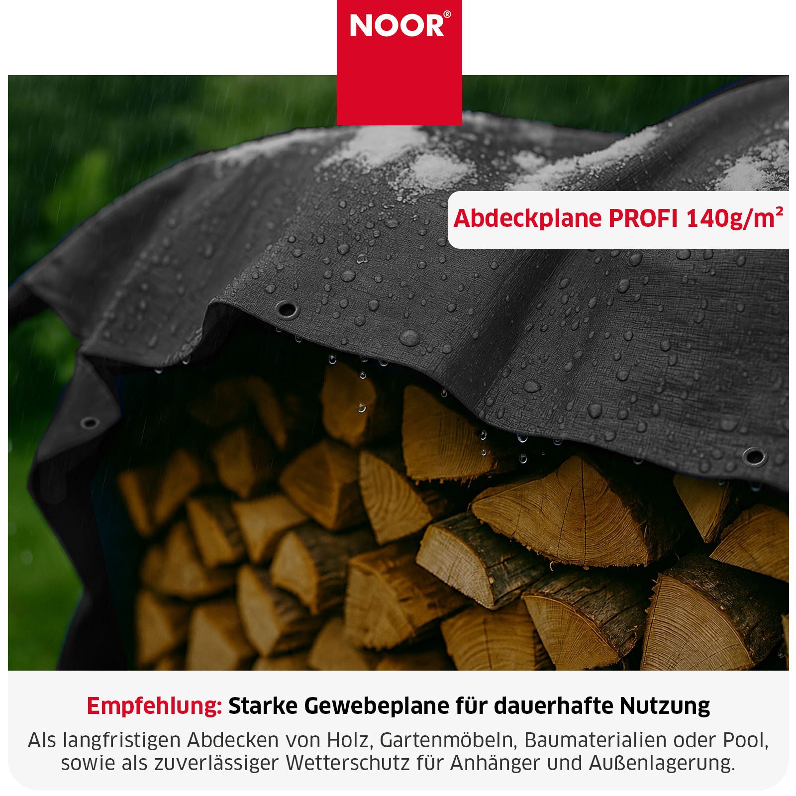 NOOR Schutzplane PROFI - reißfeste Universal-Abdeckplane - 140g/m², Gewebeplane für den Außenbereich, Garten, Baustelle & Camping – Bild 2 von 5