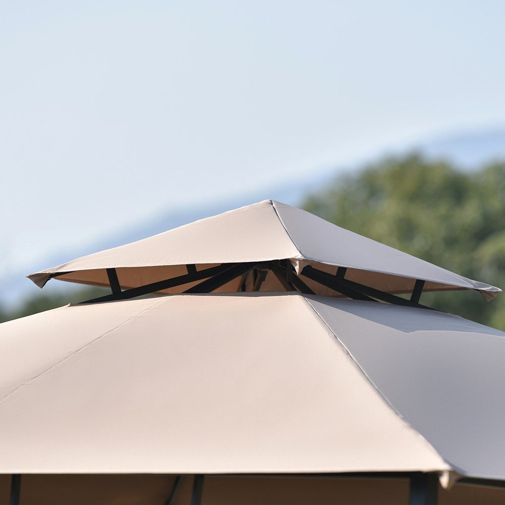 Pavillon, mit 1 Seitenteilen, Gartenpavillon mit ausziehbare Seitenteil, Wasserdicht Partyzelt, UV-Schutz, Stahlgestell, 3 x 3 x 2,6 m