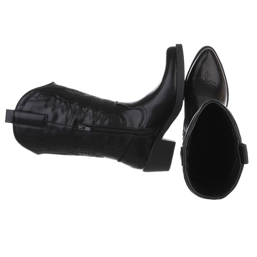 Ital-Design Damen Kniehohe Western-Stiefel mit Stickerei und Blockabsatz We günstig online kaufen