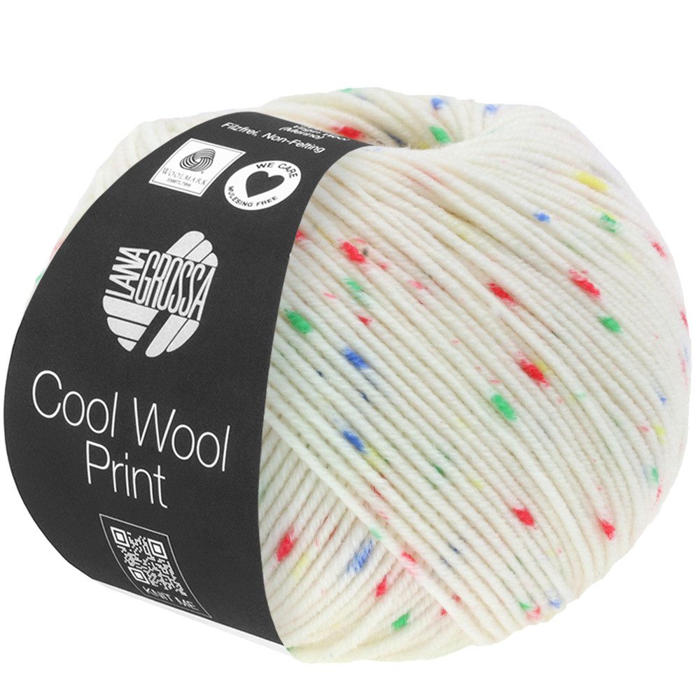 LANA GROSSA COOL WOOL PRINT Häkelwolle, 160 m (pflegeleichtes Strickgarn aus extrafeiner Merinowolle), 50 g