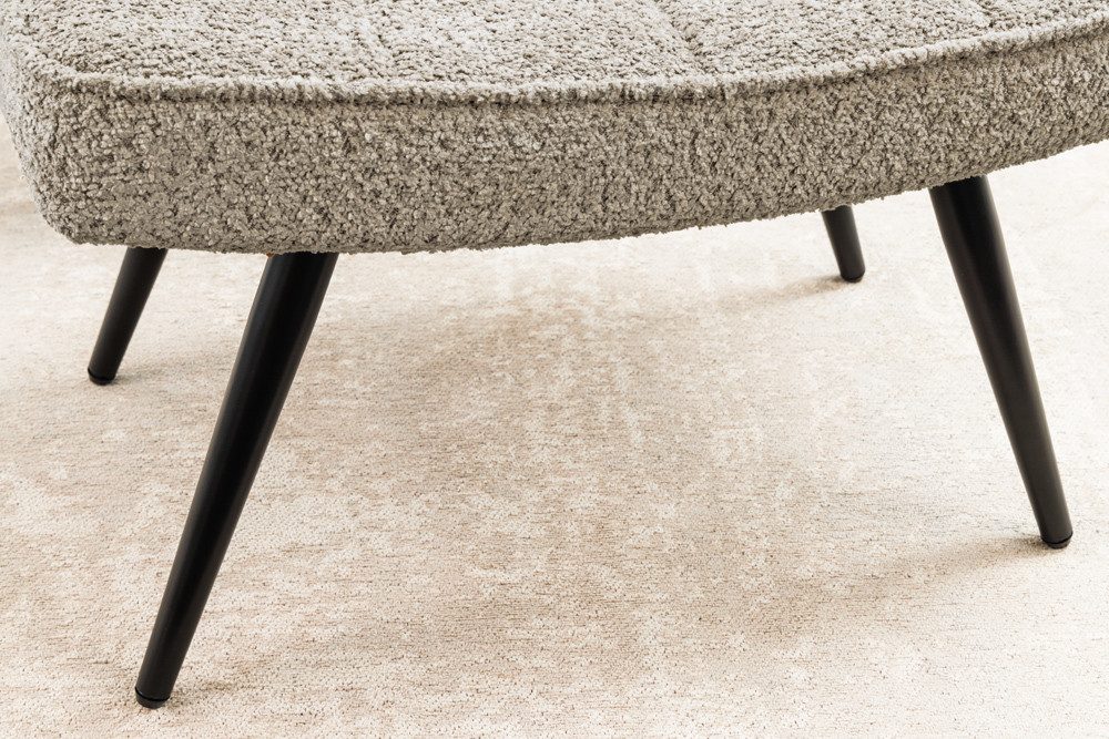 riess-ambiente Fußhocker SCANDINAVIA champagner greige / schwarz (Einzelartikel, 1 St), Wohnzimmer · Bouclé · Metall · Scandinavian Design – Bild 4 von 5