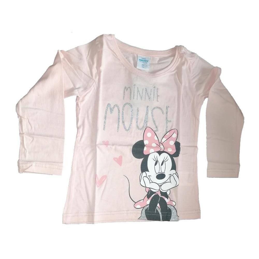 T-Shirt Minnie Mouse Langarm T-Shirt für Mädchen mit glitzerndem Schriftzug