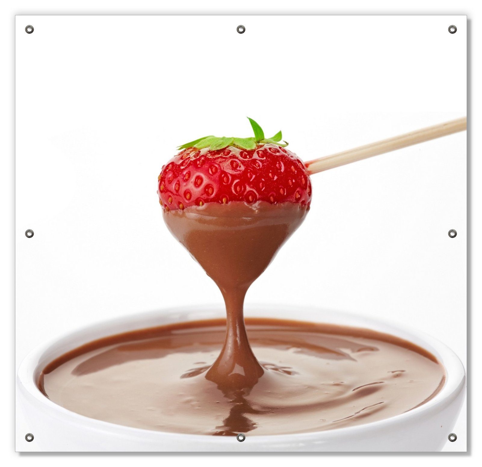 Sonnenschutz Schoko-fondue mit Erdbeer am Stiel, Wallario, blickdicht, mit Saugnäpfen, wiederablösbar und wiederverwendbar