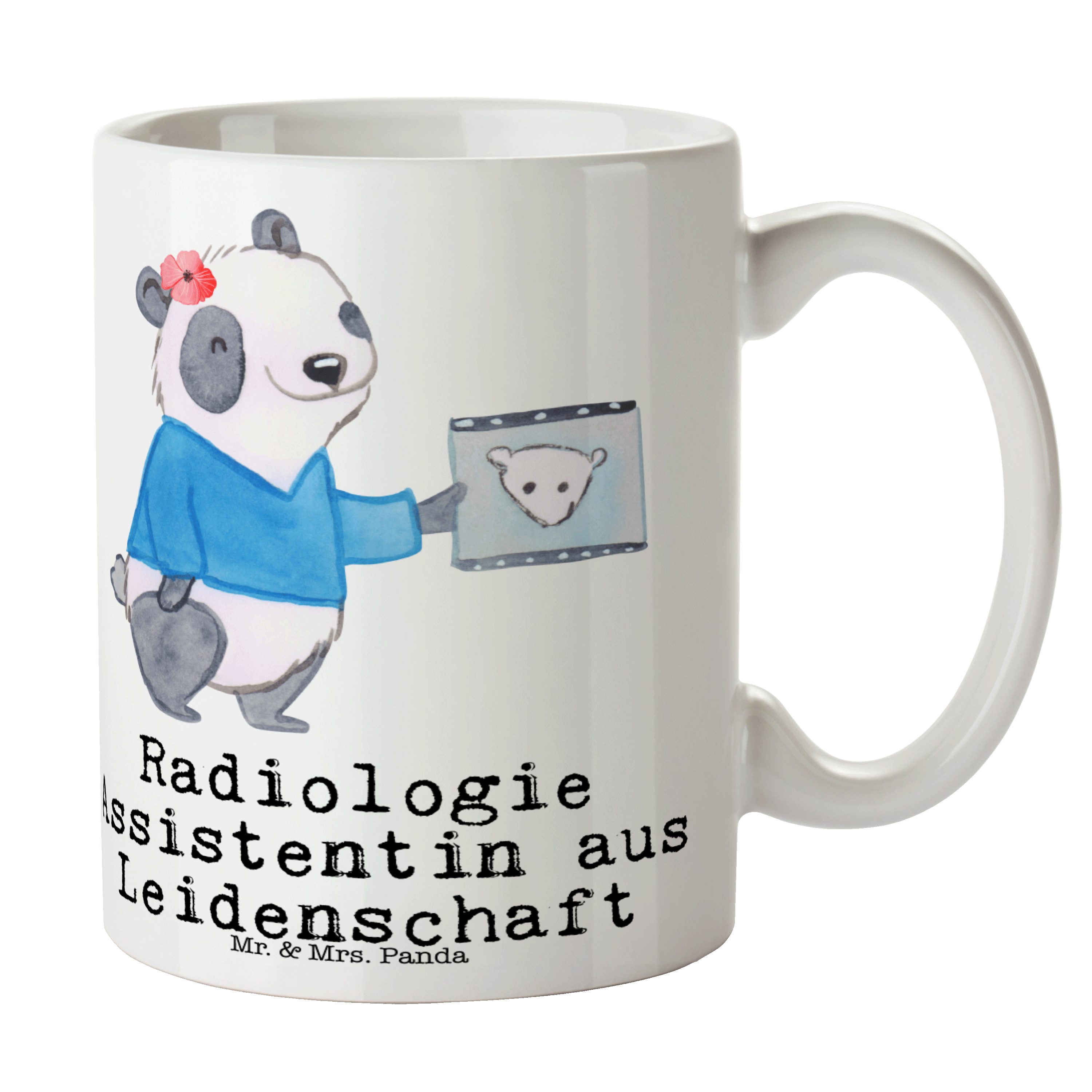 Mr. & Mrs. Panda Tasse Radiologie Assistentin aus Leidenschaft - Weiß - Geschenk, Kaffeebech, Keramik