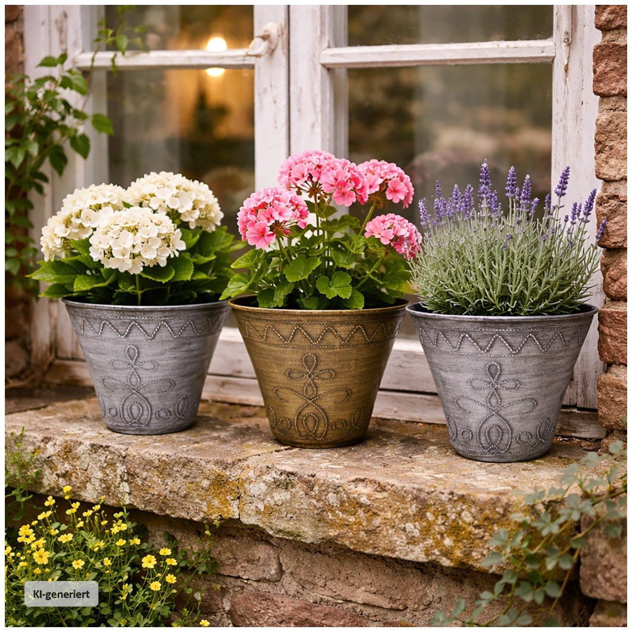 HTI-Living Blumentopf Blumentopf Nessa Ornamente Gold Silber 3er-Set (Set, 3 St., 3 Übertöpfe), Übertopf Kunststoff