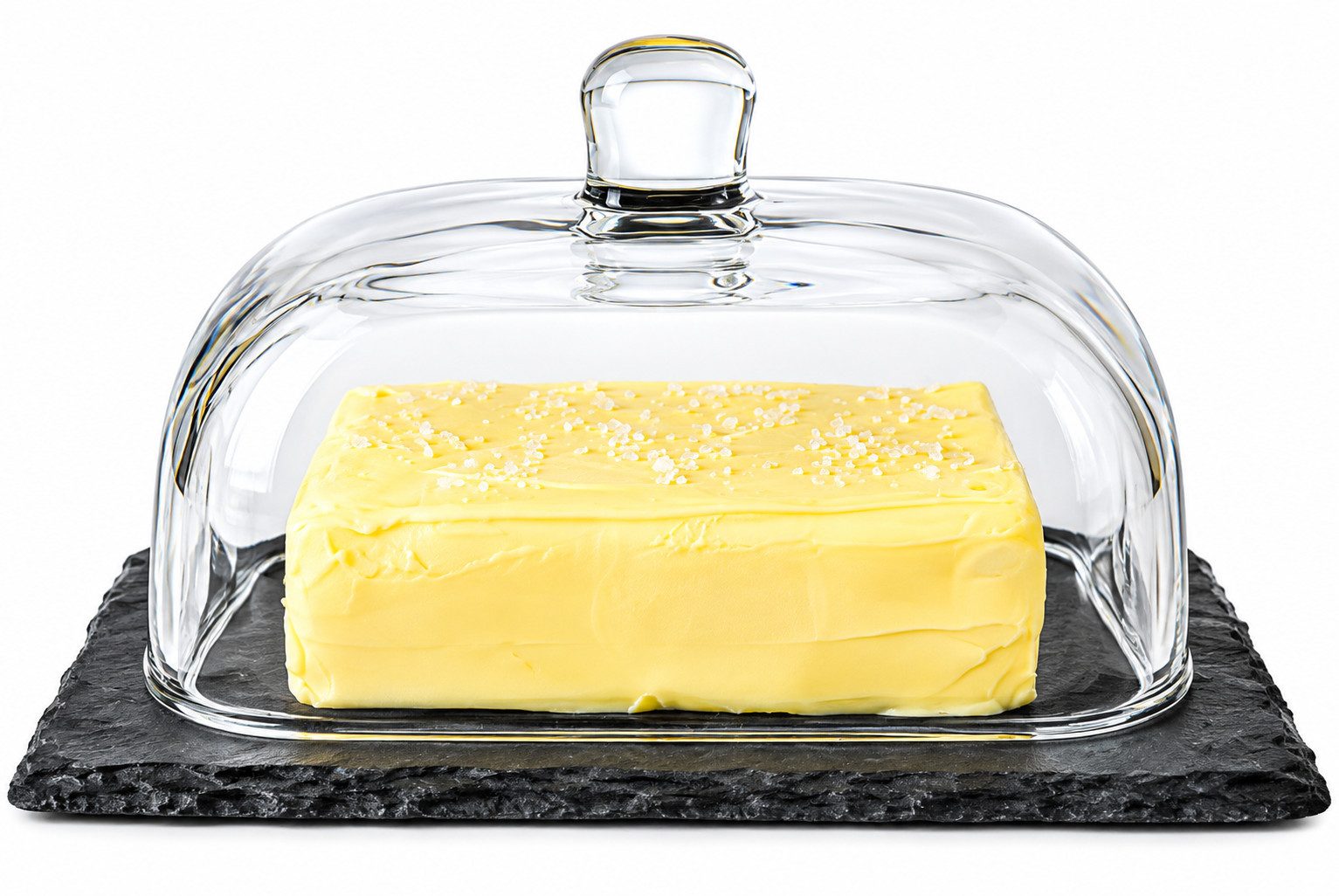 Sendez Butterdose auf Schieferplatte Butterglocke Butterschale Kühlschrankbutterdose, Schwarz, (2-tlg)