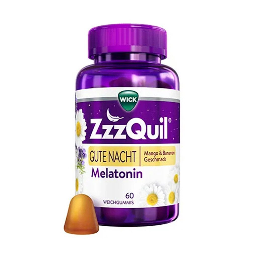 WICK ZzzQuil Gute Nacht Weichgummis Mango & Banane Weichgummis, 180 g, Mango & Banane Geschmack