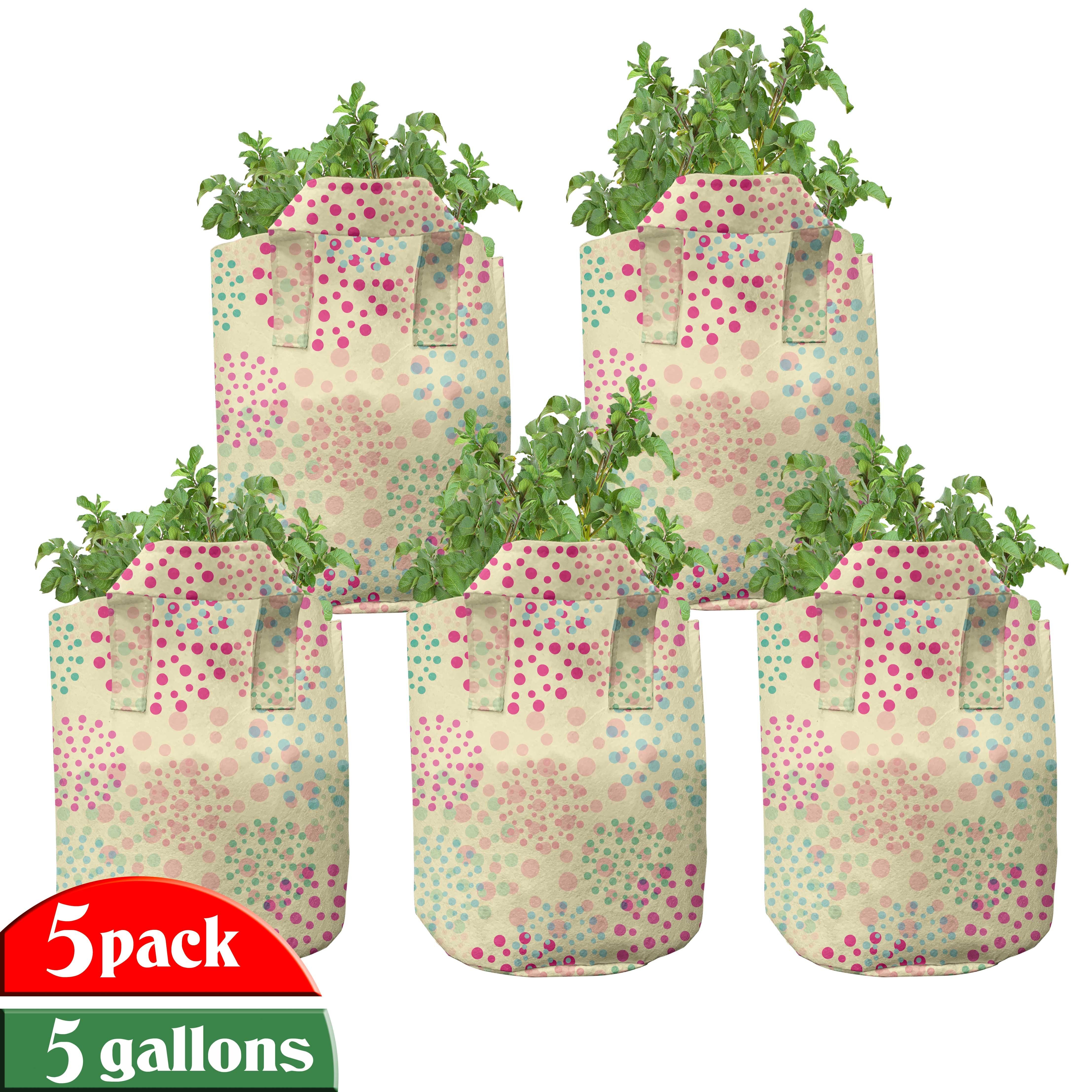 Abakuhaus Pflanzkübel hochleistungsfähig Stofftöpfe mit Griffen für Pflanzen, Bunt Blumen-Tupfen