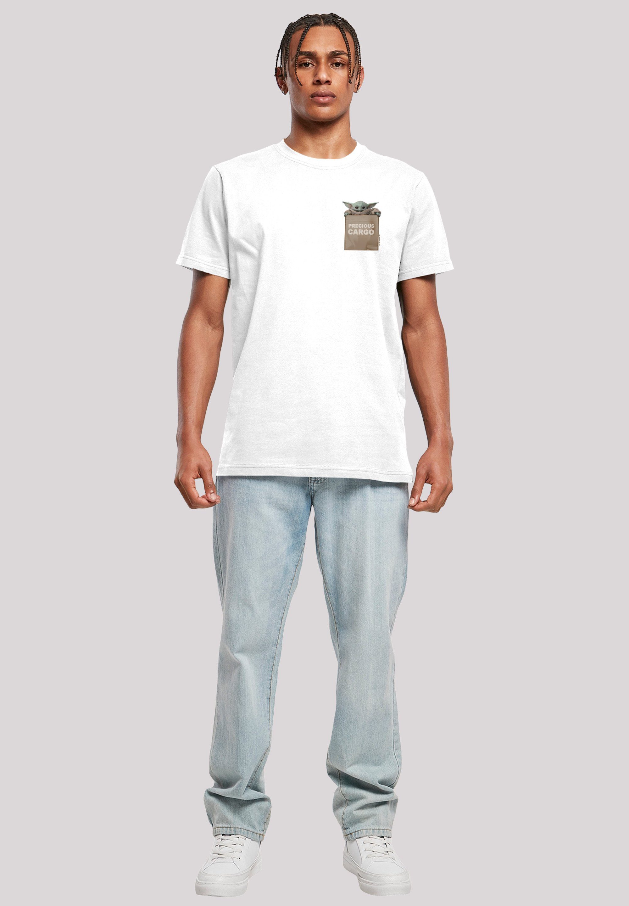 T-Shirt Wars Herren,Premium Das F4NT4STIC Merch,Regular-Fit,Basic,Bedruckt Grogu Precious Mandalorian Cargo Star Kind weiß