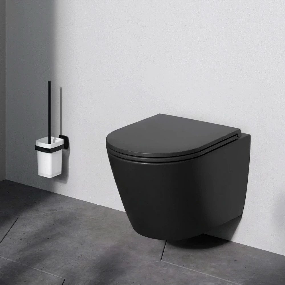 AM.PM Tiefspül-WC Wand-Toilette Hänge-WC inkl. Toilettendeckel mit Absenkautomatik, wandhängend, Abgang waagerecht, Wand-Toilette & WC-Sitz im Set, Kompatibel mit Vorwandelement