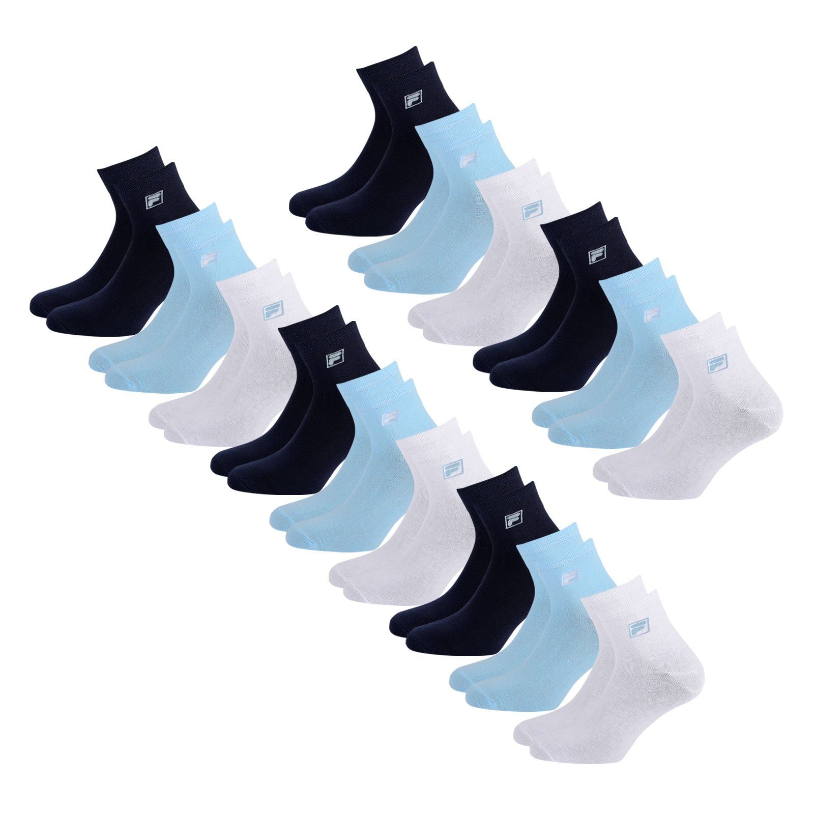 Fila Sportsocken Quarter Socken (15-Paar) mit elastischem Piquebund 821 navy / white / light blue