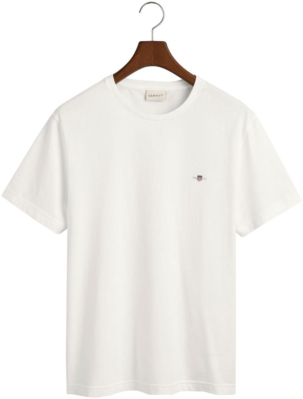 white SS T-SHIRT mit der Gant auf T-Shirt Brust SHIELD Logostickerei REG