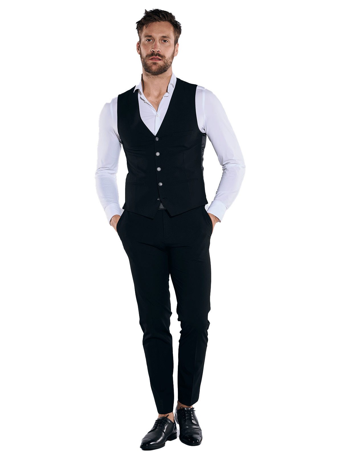 emilio adani Anzugweste Herren Anzug-Weste slim fit, Schwarz