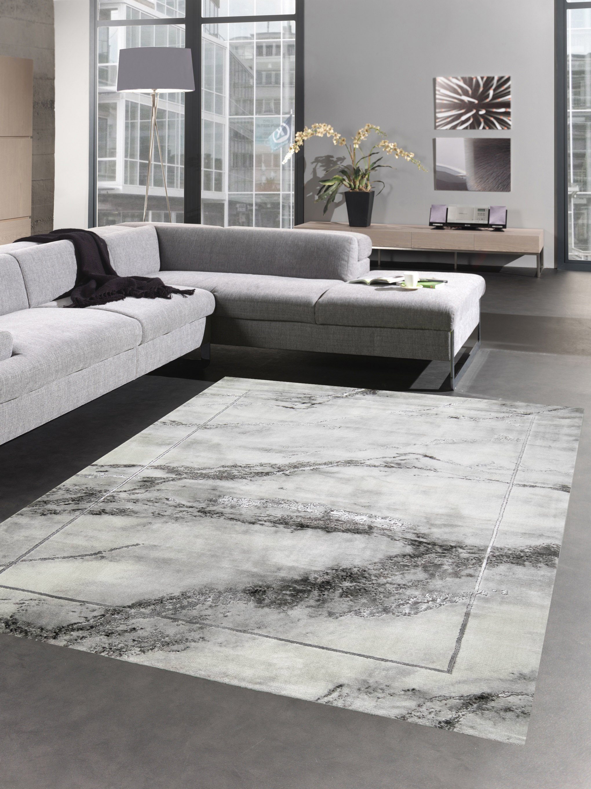 Carpetia Teppich Teppich Wohnzimmer Designerteppich Marmorteppich grau, rec günstig online kaufen