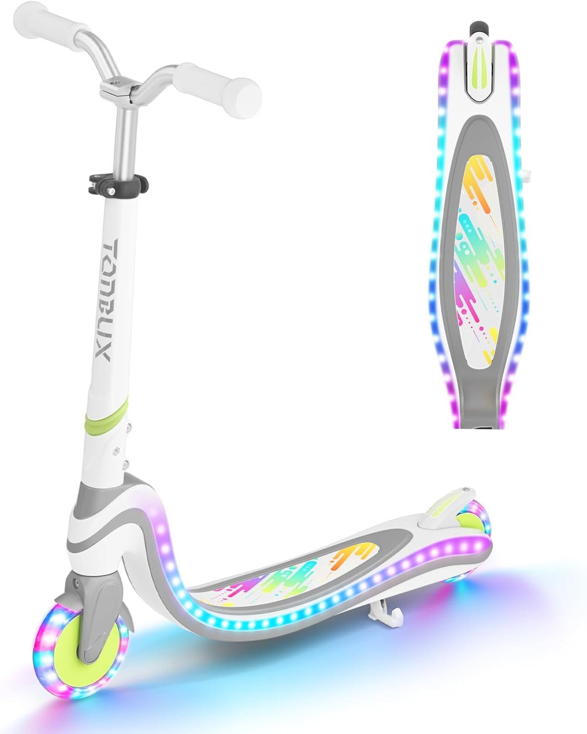 TONBUX Scooter Kinderroller mit coolem beleuchteten Brett und PU-Rädern
