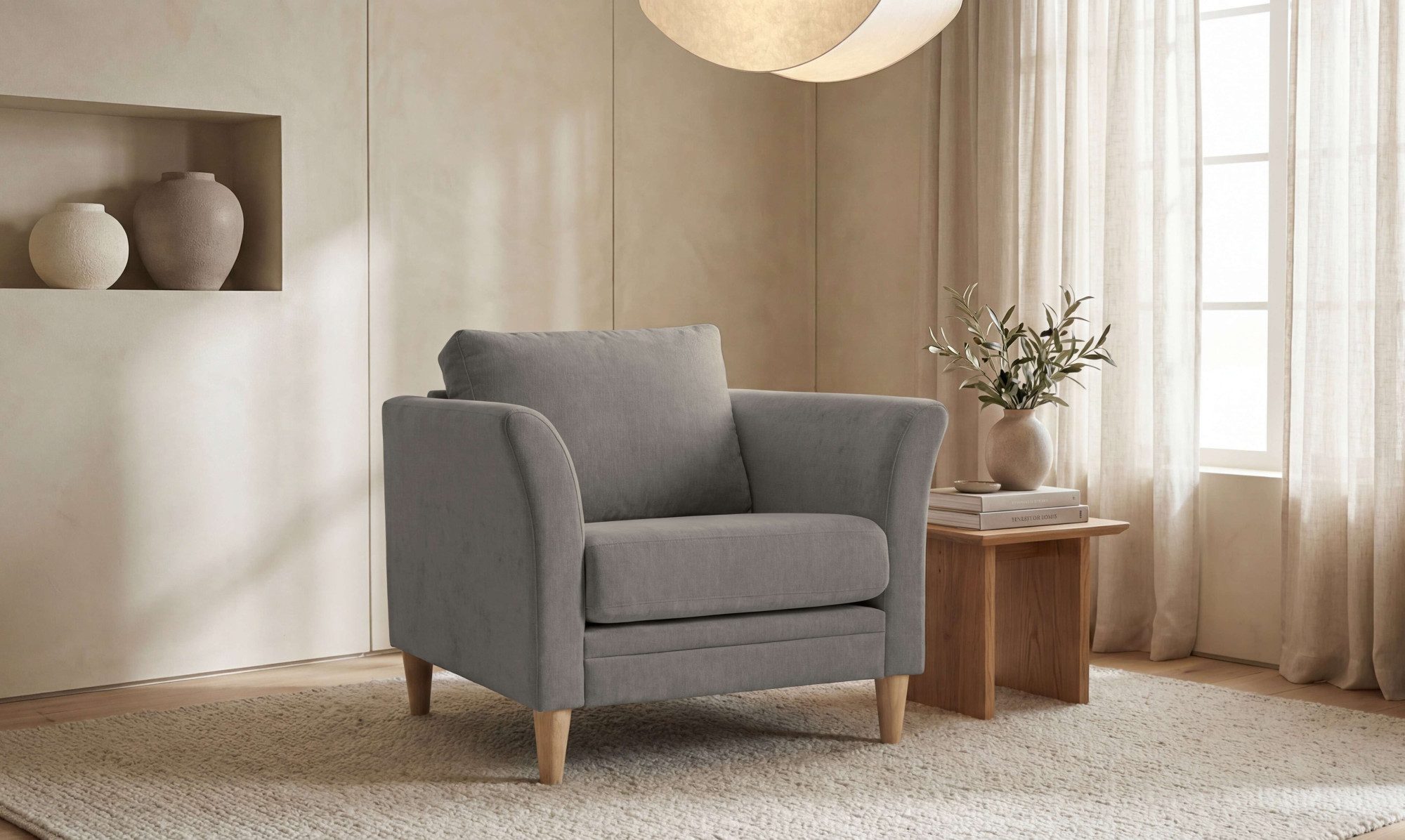 OTTO home Sessel Arellano, Breite 93 cm, klassisches Design, mit Massivholzfüßen, Webstoff fein, Chenille