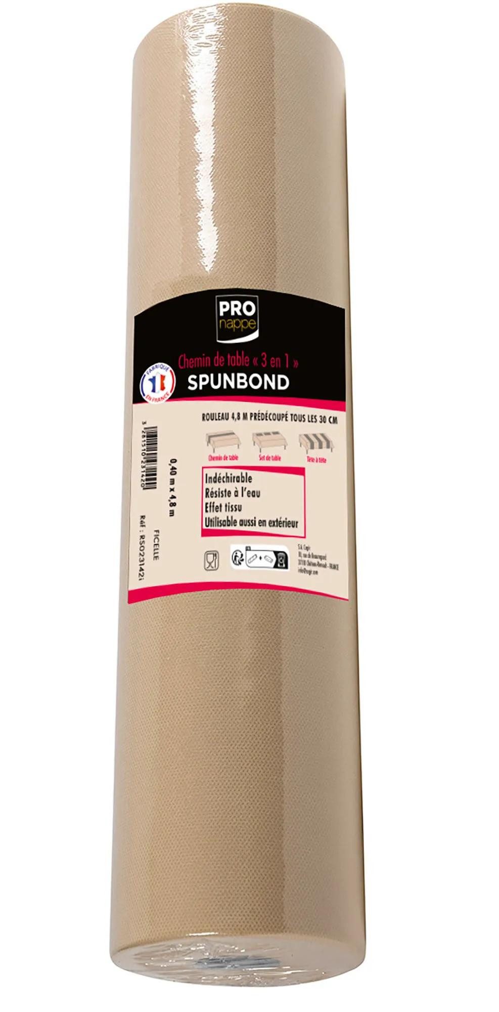PROnappe Tischband 12x 3 in1 auf Rolle, Spunbond, 48x0,40m Schnurbraun RS023142I, Nappes rouleaux spunbond 1,20m