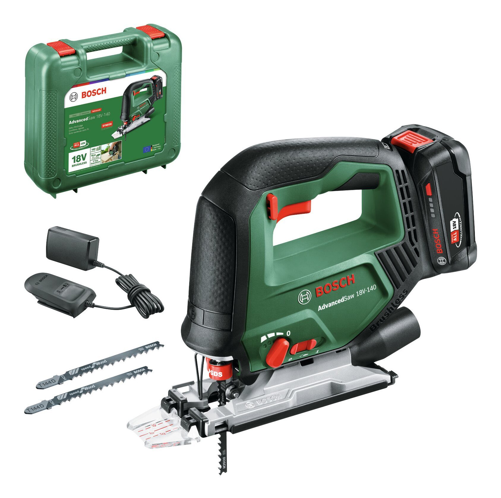 BOSCH Akku-Stichsäge AdvancedSaw 18V-140, Mit 1x Akku 2 Ah - im Transportkoffer